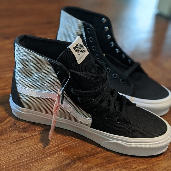 2 tone linen slip on vans